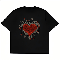 Transfert de strass personnalisé de haute qualité, prêt à poser, motif cœur pour t-shirts