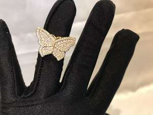 Trendy <span class=keywords><strong>ring</strong></span> van roestvrij staal met cartoon-design, vlinder, roze CZ diamant, hartvormig frame, mode dames sieraden cadeau - Product Image 5