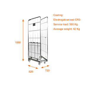 Conteneur à roulettes en acier Q235 pliable et empilable à double paroi, couverture de <span class=keywords><strong>cage</strong></span> à roulettes, capacité moyenne, durable, roues de stockage, 500 kg - Product Image 3