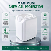 Bidon carré en PEHD fluoré de 15 L avec bouchon à vis, résistant aux produits chimiques, anti-perméation, étanche, empilable, en plastique
