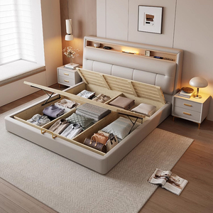 โครงเตียงปรับระดับได้แบบโมเดิร์นขนาดคิงไซส์ พร้อมแท่นชาร์จไฟ LED ปรับเอนนอนได้ ดีไซน์สะดวกสบายพร้อมที่เก็บของ  หัวเตียงพร้อมชั้นวางของแบบ LED - Product Image 5