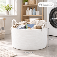 Panier de rangement en corde de coton blanc avec poignées, grand panier rond pour le linge, les jouets, les couvertures, pour la chambre à coucher, le salon, la décoration de la maison