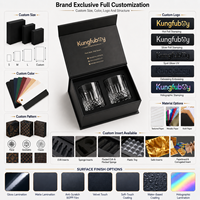 Verres à whisky en cristal rigides magnétiques noirs de qualité supérieure personnalisés, avec boîte cadeau et insert en mousse