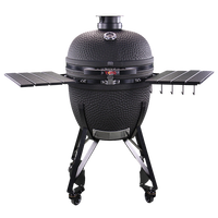 Grill Kamado en céramique haut de gamme 23 pouces TOPQ OEM/ODM, barbecue en céramique, fumoir au charbon de bois, finition noire mate, cuisson en extérieur