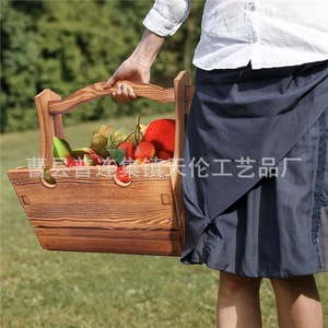 Cross-border <b>wooden</b> folding <b>table</b> for outdoor picnics, fruit and snacks, <b>foldable</b> fruit basket, wine glass rack, wine <b>table</b> - Product Image 3