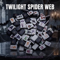 Jeu de société de Mahjong américain miniature pour la fête d'Halloween, tuiles en acrylique massif motif toile d'araignée dorée, vente en gros OEM