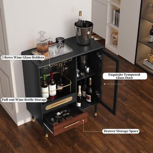 SENYU Meuble Bar Moderne en Bois Vert pour Liqueurs et Café, Étagère à Verres à Vin, Rangement Coulissant pour Bouteilles, Panneau MDF, 5+ Compartiments, Autoportant - Product Image 6