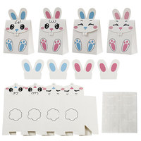 Boîtes en papier pliables et recyclables pour bonbons, avec motifs de lapins de Pâques mignons, emballages de bonbons, petits cadeaux pour enfants, faible MOQ50