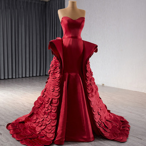 Robes de bal sirène sexy, épaules dénudées, dos nu, robes de soirée en satin de Dubaï, Rsm241096 - Product Image 2