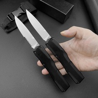 Couteau de poche multifonctionnel de haute dureté pour l'extérieur, semi-dentelé, pour la chasse et le camping, qualité industrielle, acier 440C, alliage de zinc