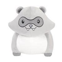 Peluche de raton laveur gris mignon avec poche zippée, jouet en peluche doux, poupée animal en peluche personnalisée