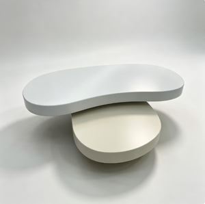 Tavolino da Caffè Rotondo Girevole Moderno Color Crema, Design Minimalista di Lusso <span class=keywords><strong>per</strong></span> Arredamento Soggiorno di Piccole Abitazioni - Product Image 2