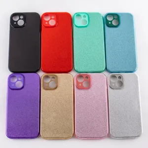 Hybrid Combo Glitter Paper Spackle Bling Bling Back Cover Fine Hold Lens Protective Phone case For Iphone 11 12 13 14 15 Pro Max