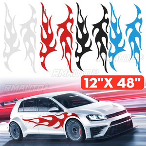 2pcs 12"x 48" 122cm <b>Car</b> Body Sticker Flame Stickers DIY <b>Car</b> Door Graphic <b>Decal</b> Large Flaming for Marine Boat <b>Car</b> Truck - Product Image 1