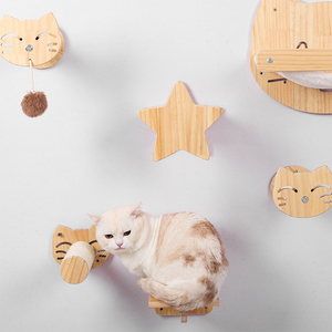 Großhandel Holz Katze Hängematte Spielzeug Klettern Katze Wand möbel Wand montiert Kratz baum Regal Klettergerüst - Product Image 3