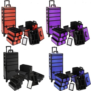 Di alluminio di rotolamento make up bellezza treno trolley professionale, stazione permanente make-up cosmetici case organizer <span class=keywords><strong>box</strong></span> di stoccaggio - Product Image 1