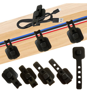 Attaches de câbles en silicone réglables avec adhésif 3M – Organiseurs de cordons ajustables en silicone avec adhésif 3M - Product Image 5