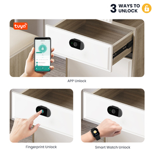 Serrure d'armoire à empreintes digitales intelligente biométrique sans clé tiroir caché serrure de garde-robe sécurité serrure électrique meubles en bois pour bureau - Product Image 4