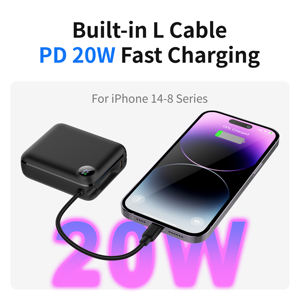 Портативное зарядное устройство для мобильных телефонов на 10000 мАч с литий-полимерным аккумулятором, ультратонкое, со встроенными двойными кабелями PD USB-C - Product Image 5