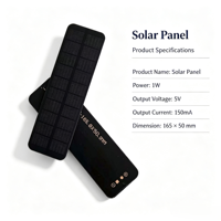 Panneau solaire PV 1W 5V 165*50mm, mini module de cellule solaire pour la charge d'appareils numériques portables