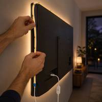 Bande lumineuse LED COB 5V, PCB 8mm, interrupteur tactile USB, auto-adhésive, découpable, éclairage d'ambiance pour mur TV et aménagement paysager, lumière du jour 6000K