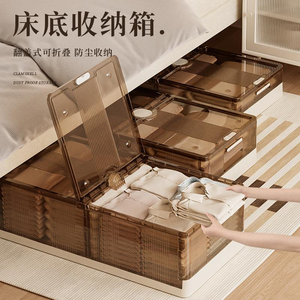 Organizador de ropa para debajo de la cama Proins, tipo plano, de plástico PP, plegable, para espacios estrechos, con tapa abatible. - Product Image 1