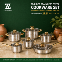 Ensemble de 12 ustensiles de cuisine en acier inoxydable Zhenneng, compatibles induction, casseroles et poêles pour la cuisine à domicile