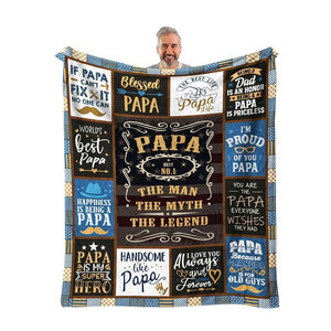 Coffret Cadeau Fête des Pères Anniversaire – Couverture Personnalisée « Meilleur <span class=keywords><strong>Papa</strong></span> de Tous les Temps » de Fille et Fils – <span class=keywords><strong>Plaid</strong></span> Drôle et <span class=keywords><strong>Personnalisé</strong></span> - Product Image 2