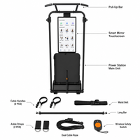 Estación de entrenamiento inteligente con espejo, máquina de gimnasio todo en uno para el hogar, entrenador con IA, entrenador con cable, pantalla táctil de 21 pulgadas, entrenamiento de cuerpo completo