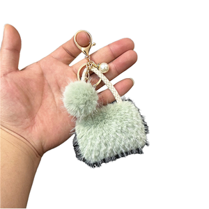 SC New Arrival Trendy Cartoon Pearl <b>Purse</b> Key Buckle Bag Decoration <b>Cute</b> Colored Plush Mini HandBag Portable Keychain for Teen - Product Image 1