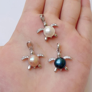 SSP269 Rùa Quyến Rũ Sterling 925 Mặt Dây Chuyền Bạc Phụ Kiện Hỗ Trợ Trống Cài Đặt Ngọc Trai - Product Image 2