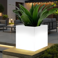 Décoration de jardin, pots de fleurs solaires LED, pots de fleurs lumineux pour l'extérieur, pots de fleurs pour pelouse de villa avec télécommande, éclairage décoratif pour pots de fleurs