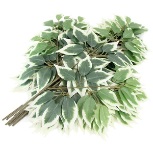 Hojas artificiales de tela de seda, hojas de baniano de imitación, hojas artificiales verdes para jardín - Product Image 2