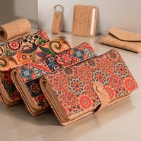 Tempat Kartu Lipat Dua Bahan Ramah Lingkungan Desain Retro Bergaya Menampilkan Pola Cetak Bunga Dompet Koin Ringkas