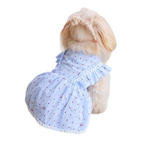 Blue Polka Dot Dress <b>For</b> <b>Small</b> To Medium <b>Dogs</b> Cute Pet <b>Clothes</b> Skirt Polyester Material - Product Image 4