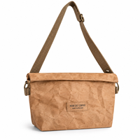 Sac bandoulière en papier kraft lavable, sac messager à enroulement, sac de voyage décontracté léger pour le quotidien, vente en gros