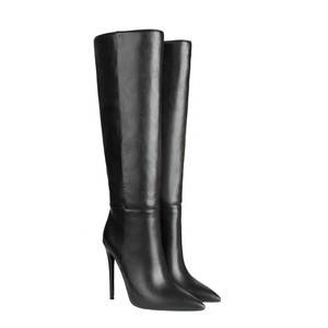 Autumn Daily Solid Plus Size 45 Thin <b>Heel</b> Fashion Smooth Women Knee High Boots Slip-on Pointed Toe Dating Long for Ladies - Product Image 4