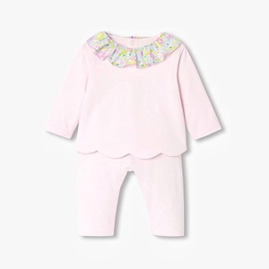 Set di pantaloni in tinta unita con stampa floreale dolce per bambini Set di felpe per neonati di 6-12 mesi Set di felpe 0-3 mesi per le ragazze - Product Image 1