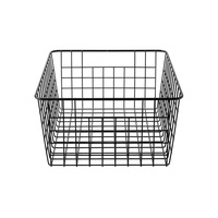 Panier de rangement carré en fil métallique noir, organisateur en maille multi-usages pour salle de bain, buanderie et livres de bureau