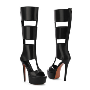 Sandalias Gladiador de Plataforma hasta la Rodilla para Mujer, Sandalias de Verano con Punta Abierta, Botas Elegantes y Sexys con Cremallera Trasera y Tacón - Product Image 5