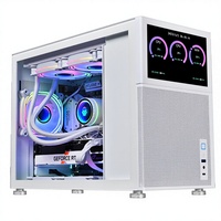 Boîtier PC de jeu ATX avec écran LCD, 2 fenêtres en verre, boîtier PC de bureau avec écran