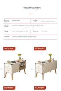 Simple and Modern Wooden Tea <strong>Table</strong> 2 Drawers Sofa <strong>Side</strong> <strong>Table</strong> Large Capacity <strong>Storage</strong> Cabinet