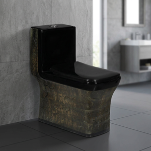 WC monobloc en céramique Vistaar à siphon intégré, finition dorée, pour hôtels de luxe - Product Image 1