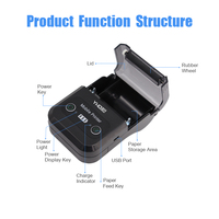 Printer Struk Termal Portabel Mini Nirkabel YHD-5803 58mm, Printer Mobile USB Bluetooth