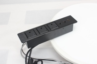 Prise de courant de bureau 3 prises UK 2 ports réseau Noir