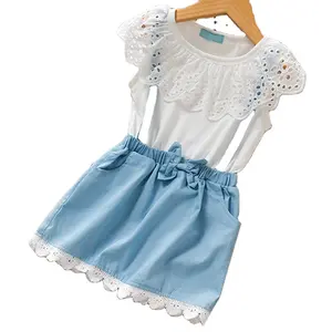 Best Wholesale Websites Kids Angel White And Blue Causal Girls Jeans Elastic Waist Loose Dress From China