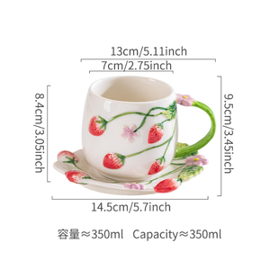 Taza Ceramica Cerezas Tazas Con <strong>Platillos</strong> Curiosas Tazas De Ceramica Cafe - Product Image 4