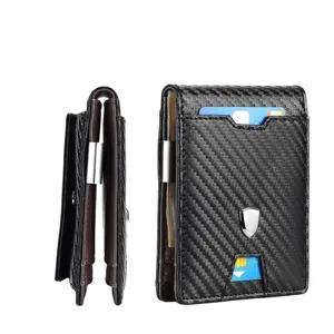 Slim Minimalist Carbon Fiber Wallet Mens Rfid Wallet Pu Leather Card Holder Money Clip Wallets