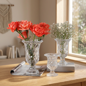 Wholesale SINYAO Art Deco Large Transparent Glass <b>Vase</b> Thickened Flower Arrangement High-footed Ornaments Anniversary Handmade - Product Image 2