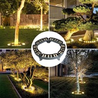 Projecteur solaire LED noir 12W pour arbre, lampe solaire annulaire pour colonne, spot LED de jardin, projecteur paysager extérieur IP65
